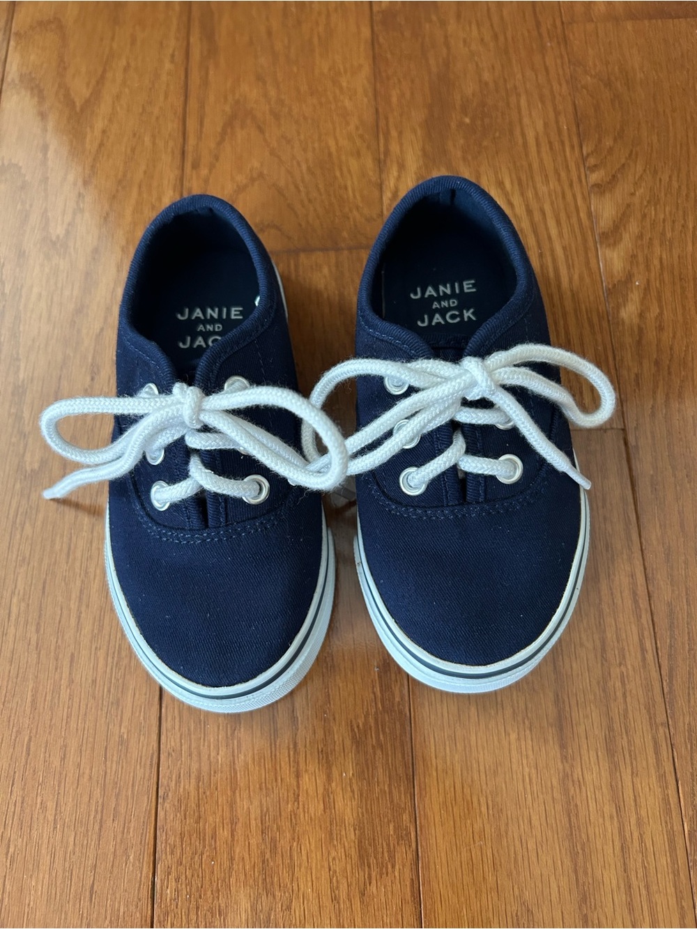 Janie and Jack Navy and White Canvas Twill Sneakers Toddler Size 8
